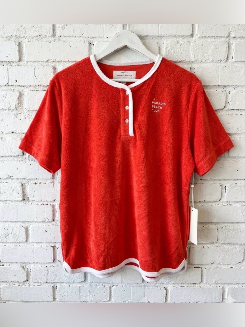 Trovata Bird of Paradis Billie Terry Shirt with white trim $189